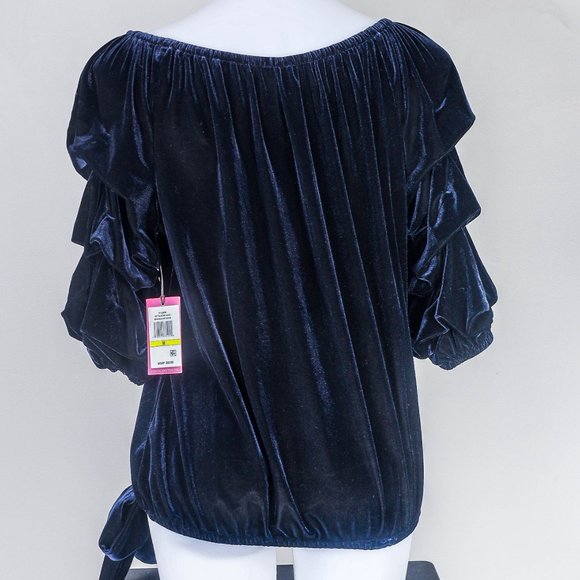 NWT Classic Navy Off-Shoulder Puff-Sleeve Top - M - Picture 4 of 6